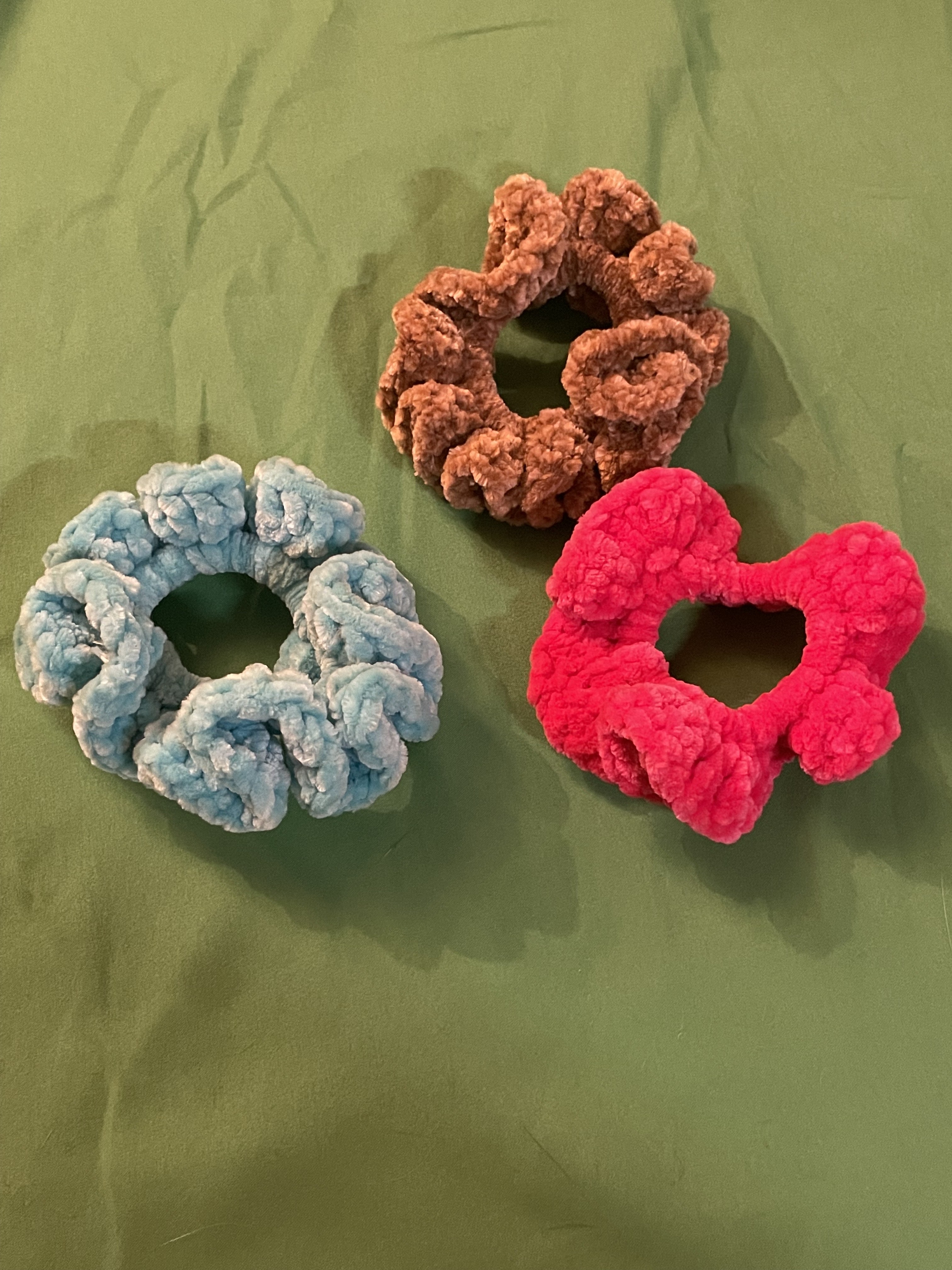 Handmade Crochet Scrunchies (Set of 3) by Yarn Rascals