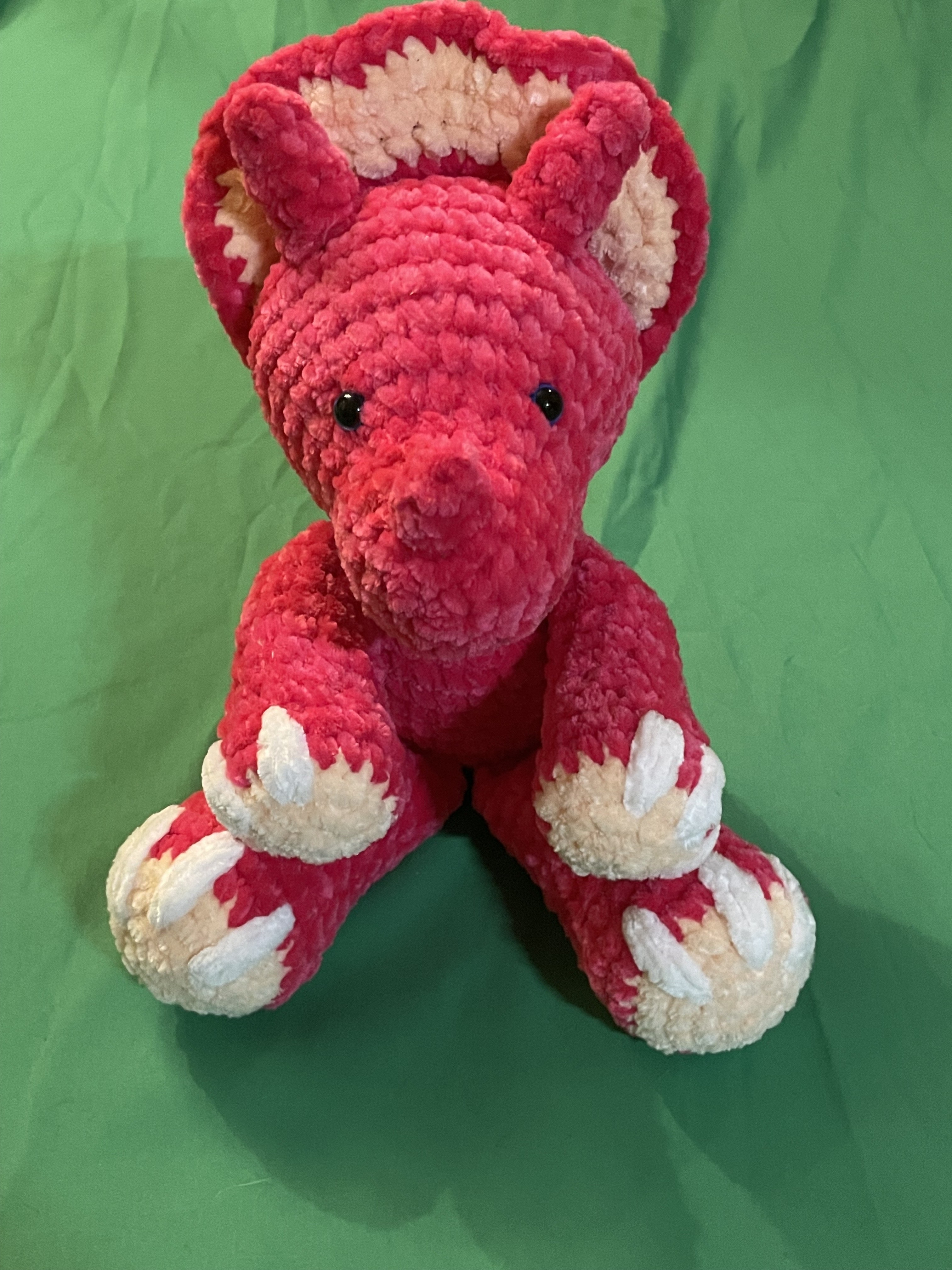 Handmade Crochet Triceratops Plush by Yarn Rascals